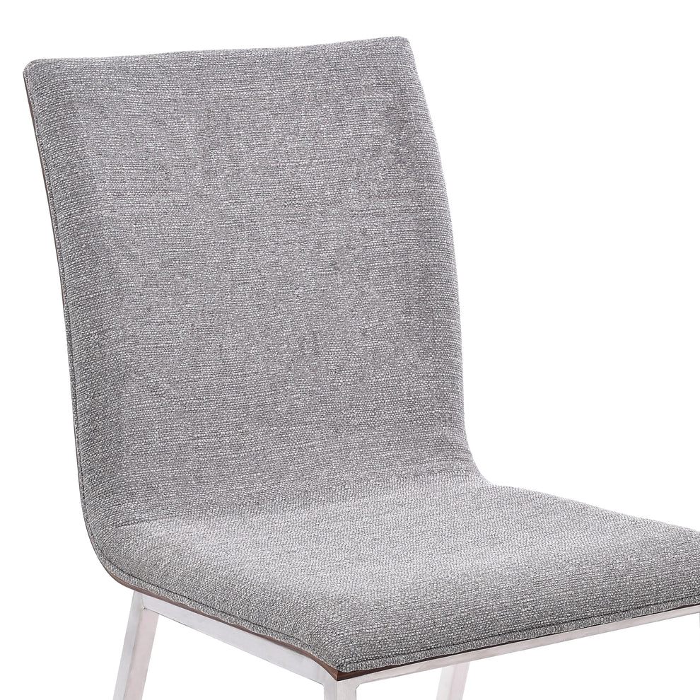 Crystal Dining Chair in Brushed Stainless Steel finish with Gray Fabric and Walnut Back - Set of 2 By Armen Living | Dining Chairs | Modishstore - 5