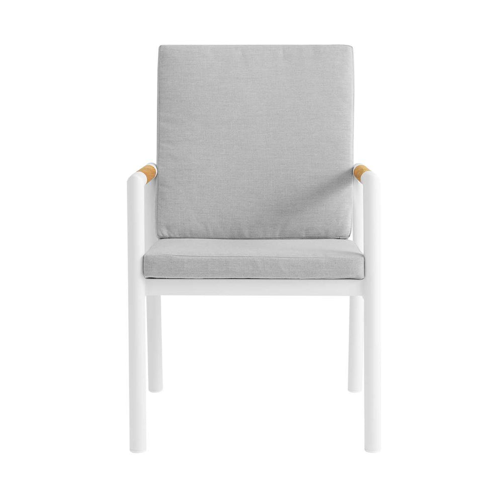 Crown Black Aluminum and Teak Outdoor Dining Chair with Dark Gray Fabric - Set of 2 By Armen Living | Outdoor Chairs |  Modishstore  - 17