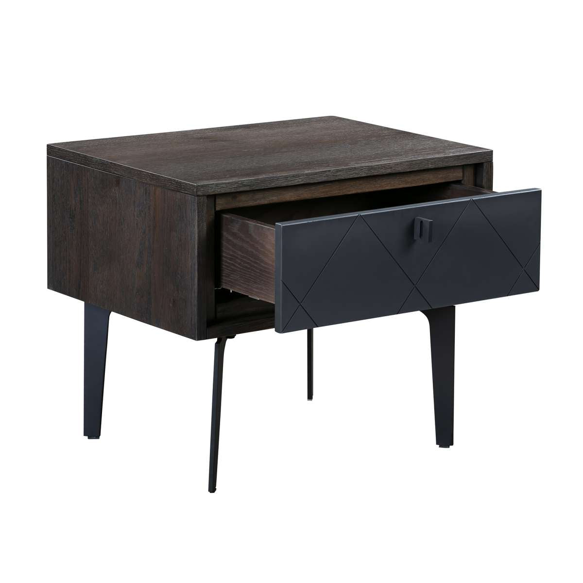 Cross Solid Oak and Metal Nightstand By Armen Living | Nightstands |  Modishstore  - 4
