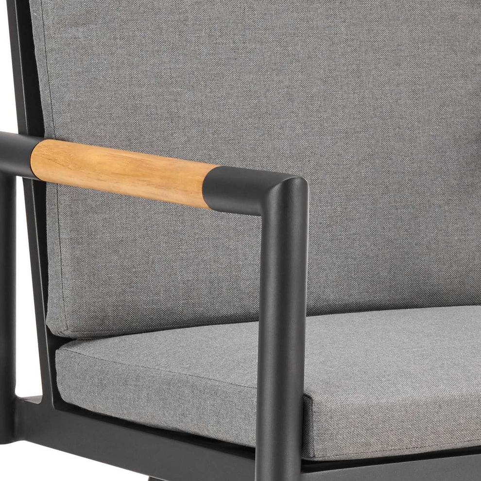 Crown Outdoor Patio Swivel Counter Stool in Aluminum with Tan Rope and Dark Gray Cushions By Armen Living | Bar Stools | Modishstore - 5