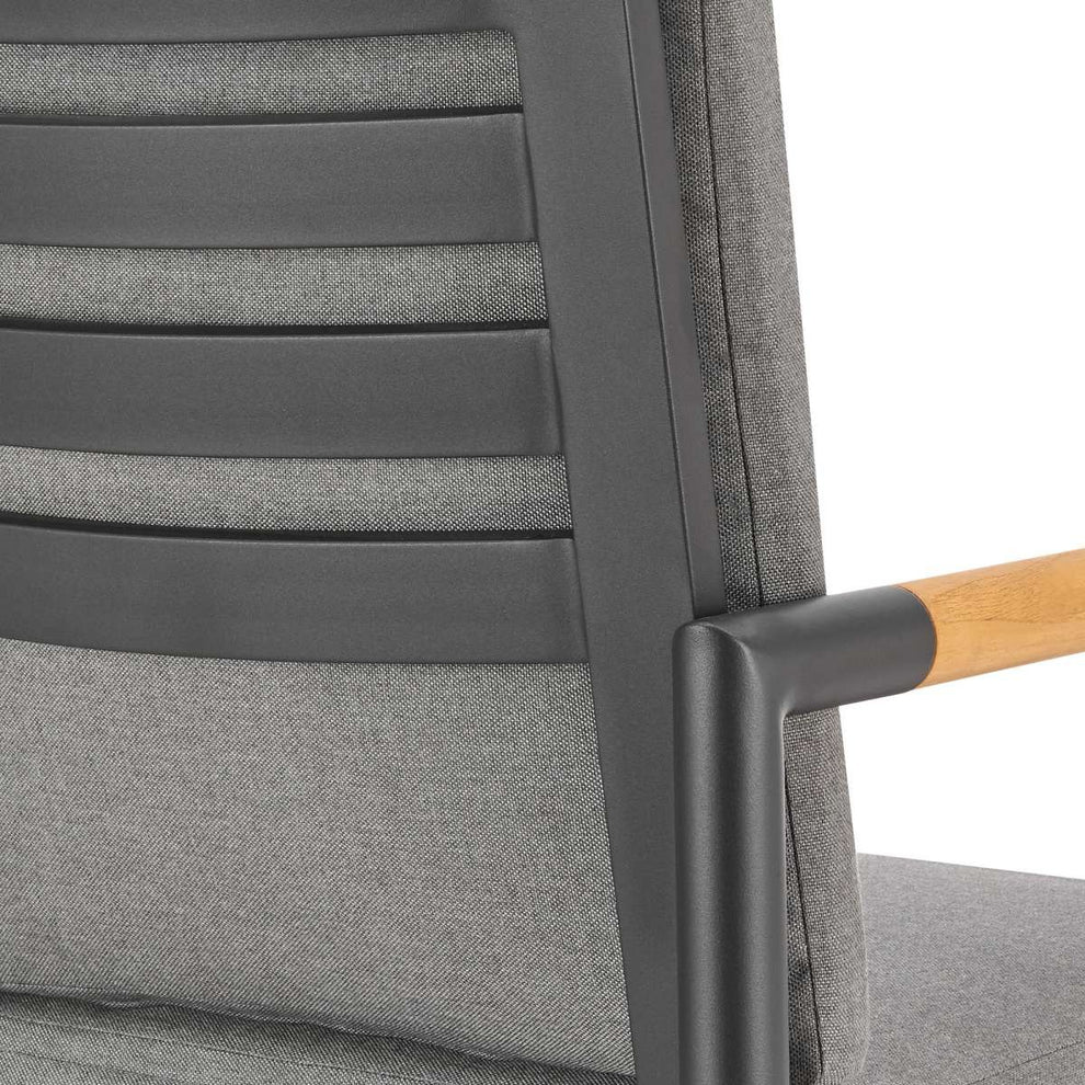 Crown Outdoor Patio Swivel Counter Stool in Aluminum with Tan Rope and Dark Gray Cushions By Armen Living | Bar Stools | Modishstore - 8