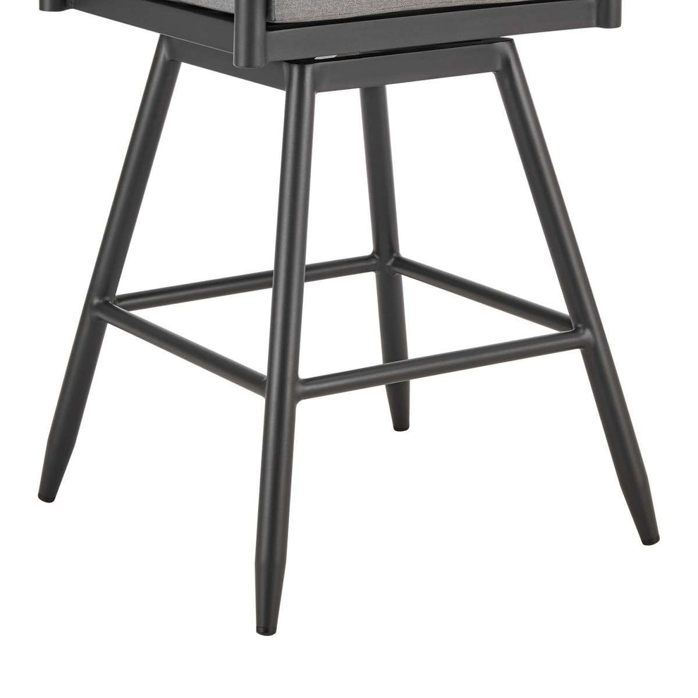 Crown Outdoor Patio Swivel Counter Stool in Aluminum with Tan Rope and Dark Gray Cushions By Armen Living | Bar Stools | Modishstore - 6