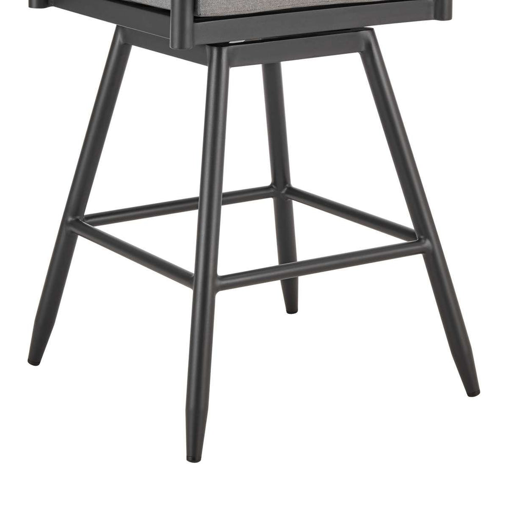 Crown Outdoor Patio Swivel Bar Stool in Aluminum with Tan Rope and Dark Gray Cushions By Armen Living | Bar Stools | Modishstore - 6