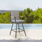 Crown Outdoor Patio Swivel Bar Stool in Aluminum with Tan Rope and Dark Gray Cushions By Armen Living | Bar Stools | Modishstore