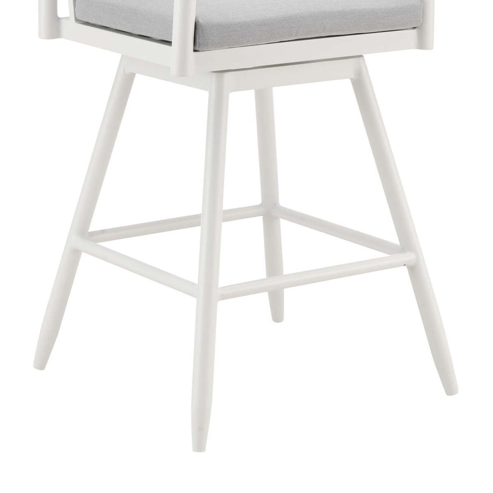 Crown Outdoor Patio Swivel Counter Stool in Aluminum with Brown Rope and Light Gray Cushions By Armen Living | Bar Stools | Modishstore - 6