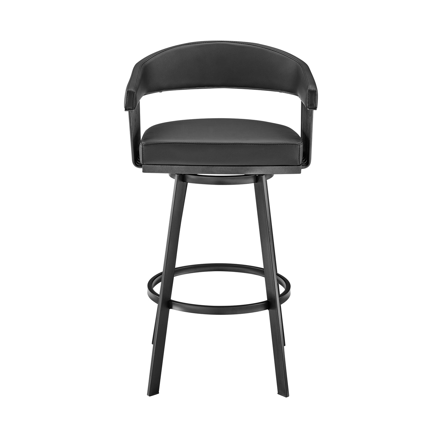 Chelsea 26" Counter Height Swivel Bar Stool in Black Finish and Black Faux Leather By Armen Living | Bar Stools | Modishstore - 3