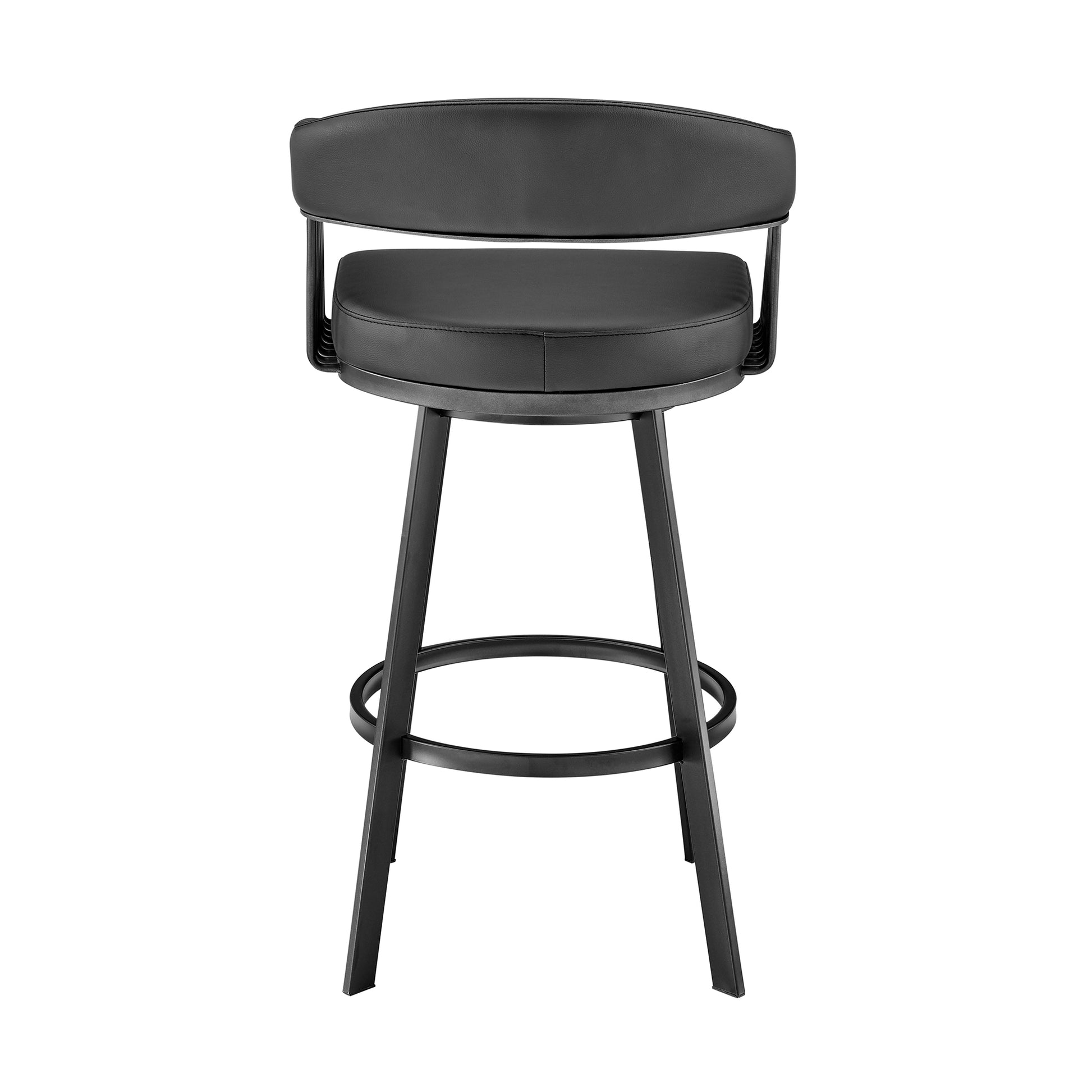 Chelsea 26" Counter Height Swivel Bar Stool in Black Finish and Black Faux Leather By Armen Living | Bar Stools | Modishstore - 6