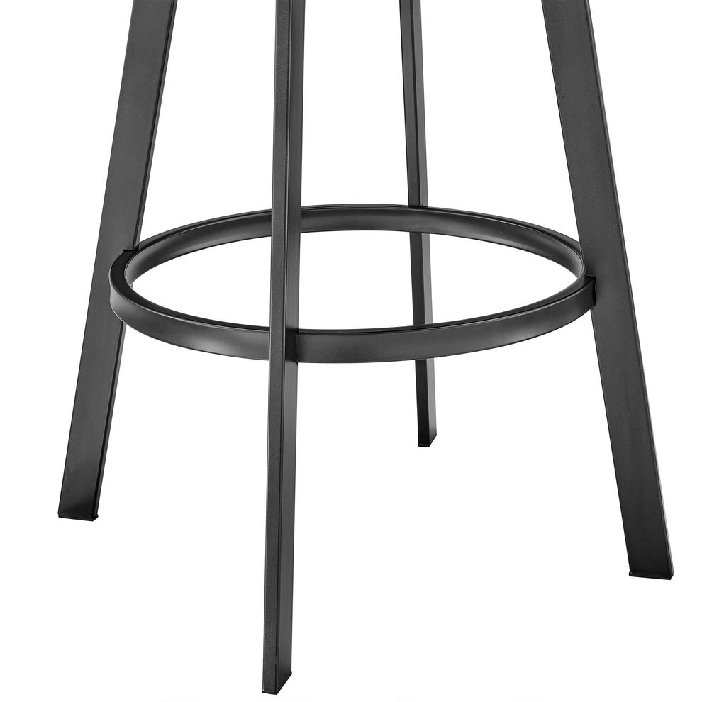 Chelsea 26" Counter Height Swivel Bar Stool in Black Finish and Black Faux Leather By Armen Living | Bar Stools | Modishstore - 8