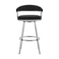 Chelsea 30" Black Faux Leather and Brushed Stainless Steel Swivel Bar Stool By Armen Living | Bar Stools | Modishstore - 3