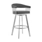 Chelsea 26" Gray Faux Leather and Brushed Stainless Steel Swivel Bar Stool By Armen Living | Bar Stools | Modishstore - 2