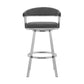 Chelsea 30" Gray Faux Leather and Brushed Stainless Steel Swivel Bar Stool By Armen Living | Bar Stools | Modishstore - 3
