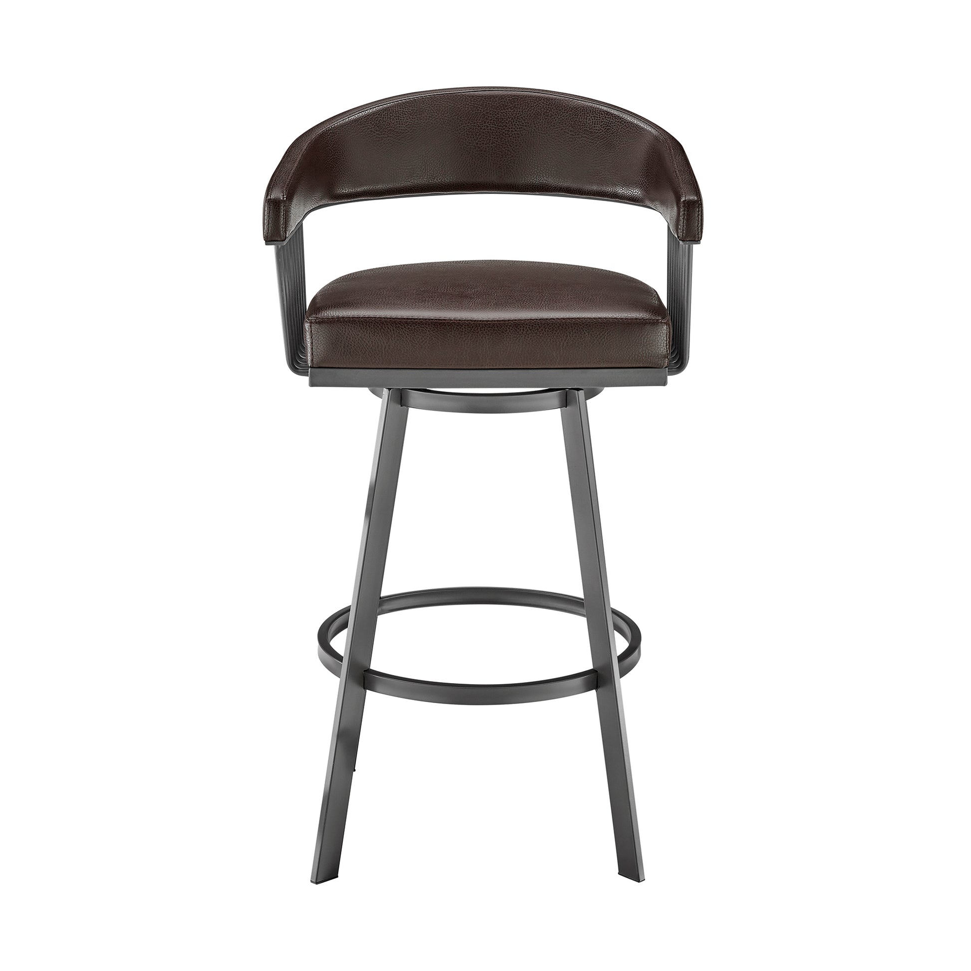 Chelsea 30" Bar Height Swivel Bar Stool in Java Brown Finish and Chocolate Faux Leather By Armen Living | Bar Stools | Modishstore - 3