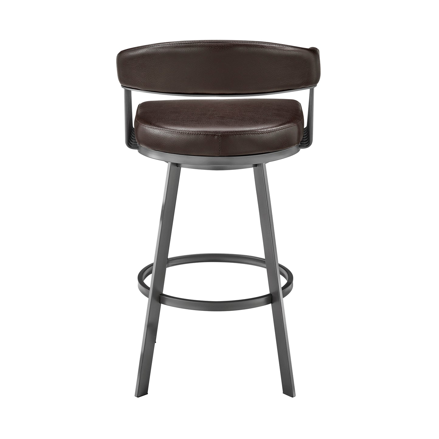 Chelsea 30" Bar Height Swivel Bar Stool in Java Brown Finish and Chocolate Faux Leather By Armen Living | Bar Stools | Modishstore - 6