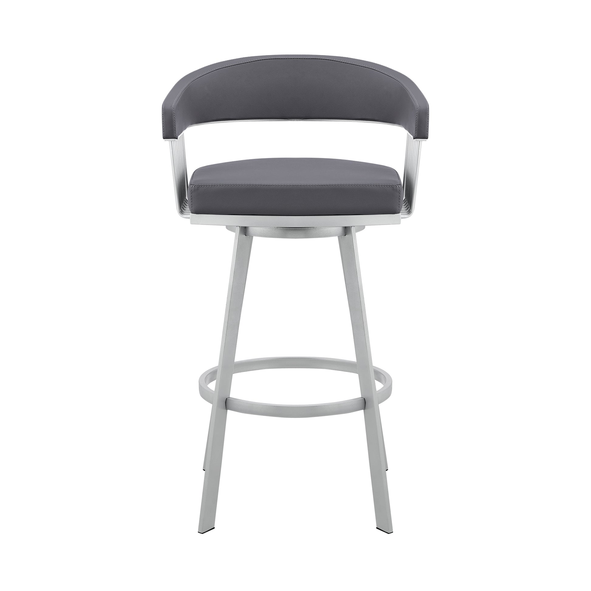 Chelsea 25" Slate Grey Faux Leather and Silver Metal Bar Stool By Armen Living | Bar Stools | Modishstore - 3