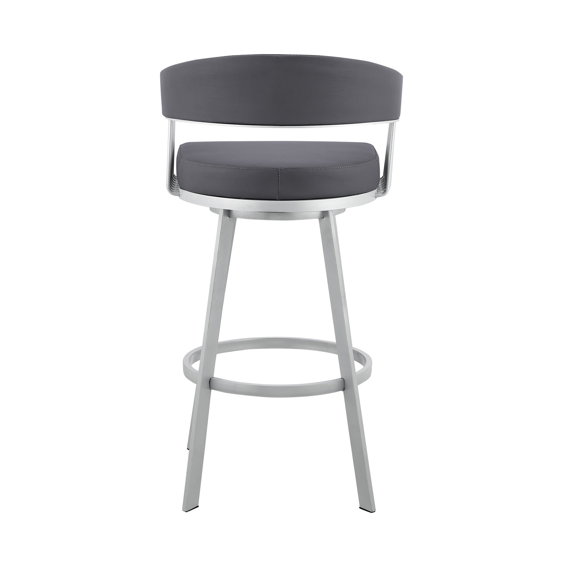 Chelsea 25" Slate Grey Faux Leather and Silver Metal Bar Stool By Armen Living | Bar Stools | Modishstore - 6