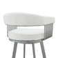 Chelsea 30" Bar Height Swivel Bar Stool in Silver finish and White Faux Leather By Armen Living | Bar Stools | Modishstore - 9
