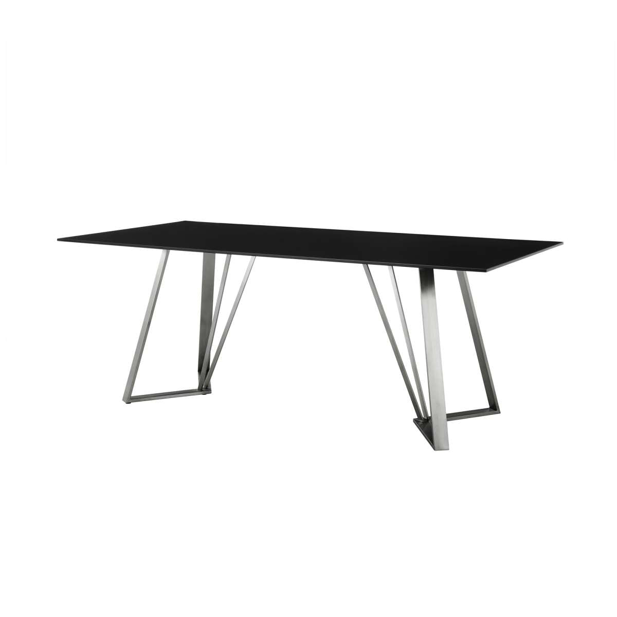Cressida Glass and Stainless Steel Rectangular Dining Room Table By Armen Living | Dining Tables | Modishstore - 2