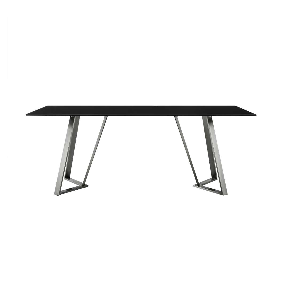 Cressida Glass and Stainless Steel Rectangular Dining Room Table By Armen Living | Dining Tables | Modishstore - 3