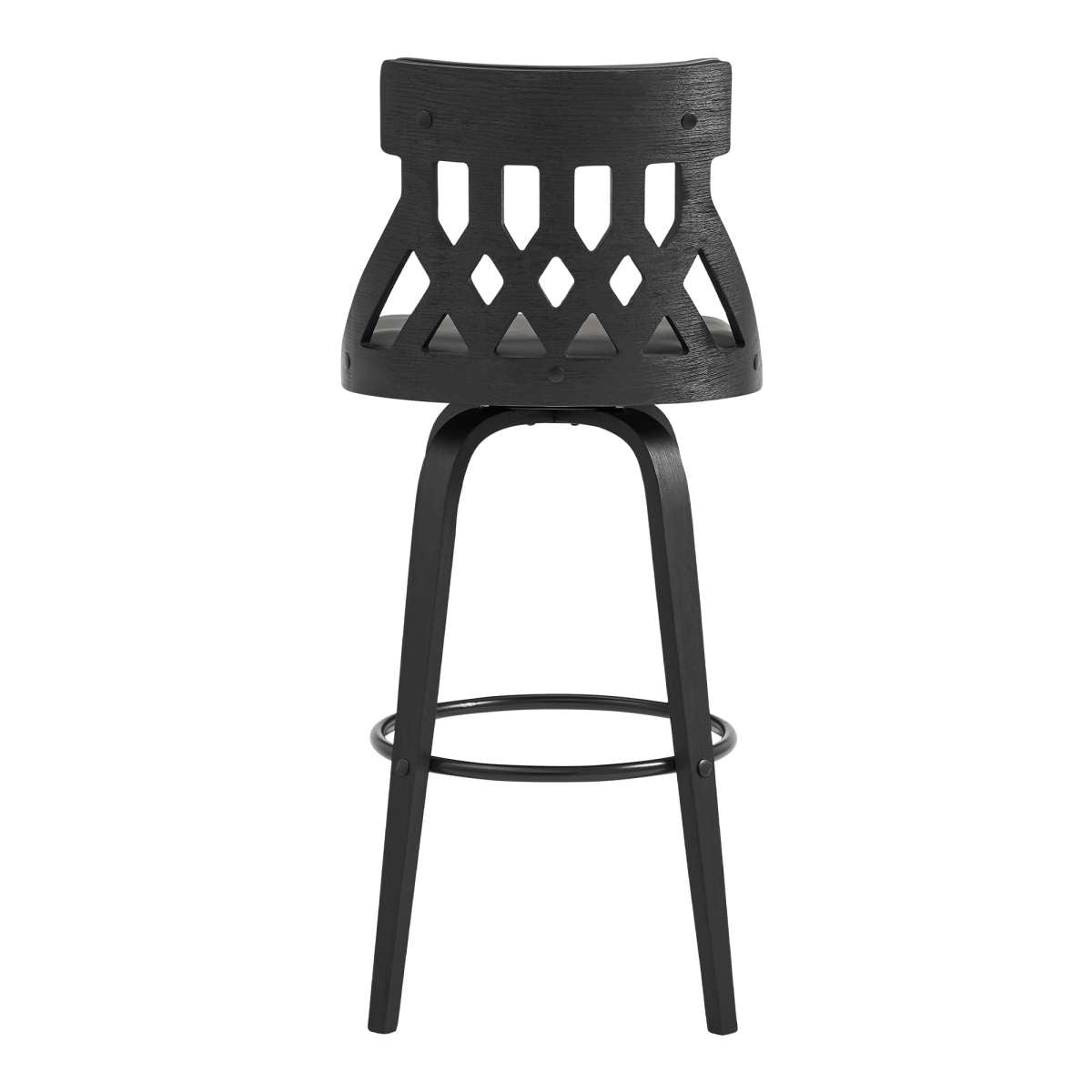 Crux 26" Swivel Counter Stool in Gray Faux Leather and Black Wood By Armen Living | Bar Stools | Modishstore - 5