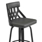 Crux 30" Swivel Bar Stool in Gray Faux Leather and Black Wood By Armen Living | Bar Stools | Modishstore - 5