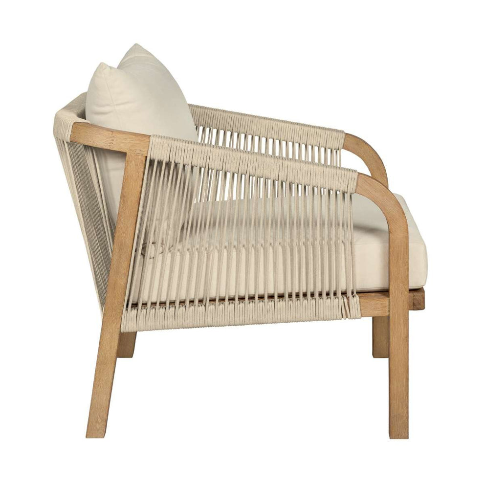 Cypress Outdoor Patio Chair in Blonde Eucalyptus Wood and Light Gray Rope with Ivory Olefin Cushions By Armen Living | Outdoor Chairs | Modishstore - 4