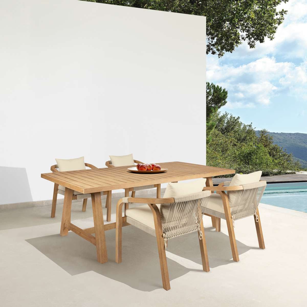 Cypress Outdoor Patio Dining Table in Blonde Eucalyptus Wood By Armen Living | Outdoor Tables | Modishstore - 2