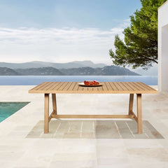 Cypress Outdoor Patio Dining Table in Blonde Eucalyptus Wood By Armen Living