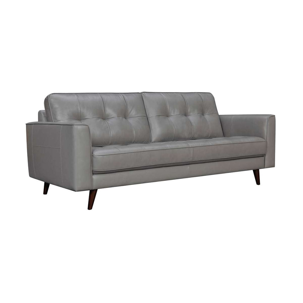 Daeson 86" Mid-Century Modern Gray Genuine Leather Square Arm Sofa By Armen Living | Sofas |  Modishstore  - 6