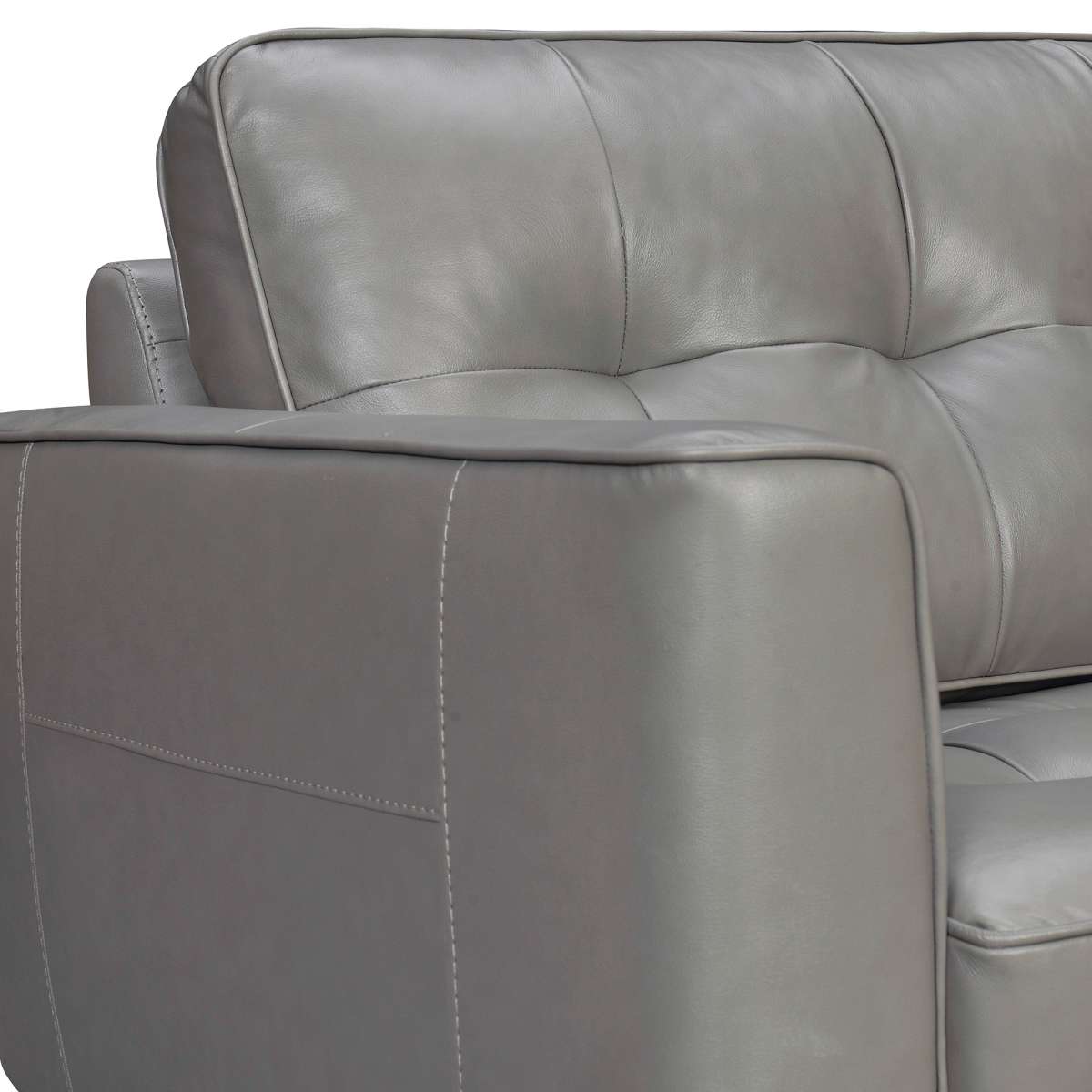 Daeson 86" Mid-Century Modern Gray Genuine Leather Square Arm Sofa By Armen Living | Sofas |  Modishstore  - 8