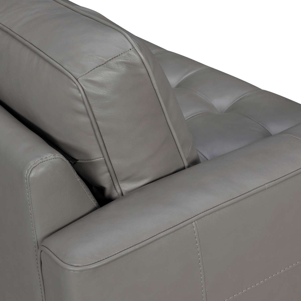 Daeson 86" Mid-Century Modern Gray Genuine Leather Square Arm Sofa By Armen Living | Sofas |  Modishstore  - 2