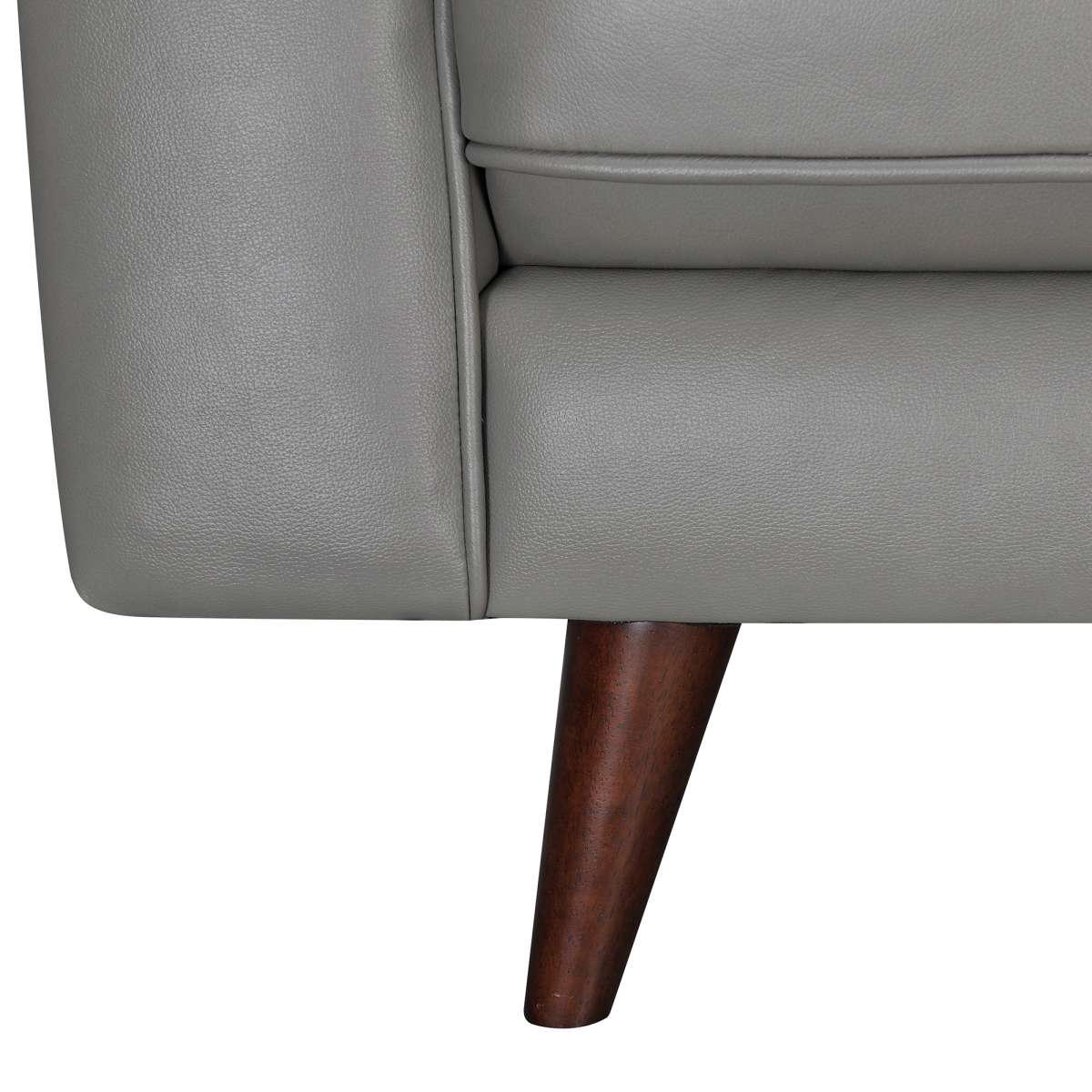 Daeson 86" Mid-Century Modern Gray Genuine Leather Square Arm Sofa By Armen Living | Sofas |  Modishstore  - 4