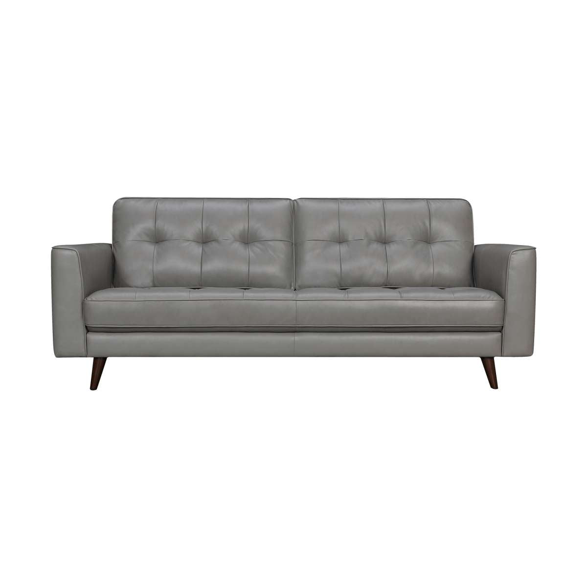 Daeson 86" Mid-Century Modern Gray Genuine Leather Square Arm Sofa By Armen Living | Sofas |  Modishstore  - 5