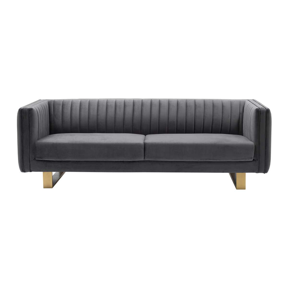 Delilah Dark Gray Velvet Sofa with Matte Gold Legs By Armen Living | Sofas | Modishstore - 2