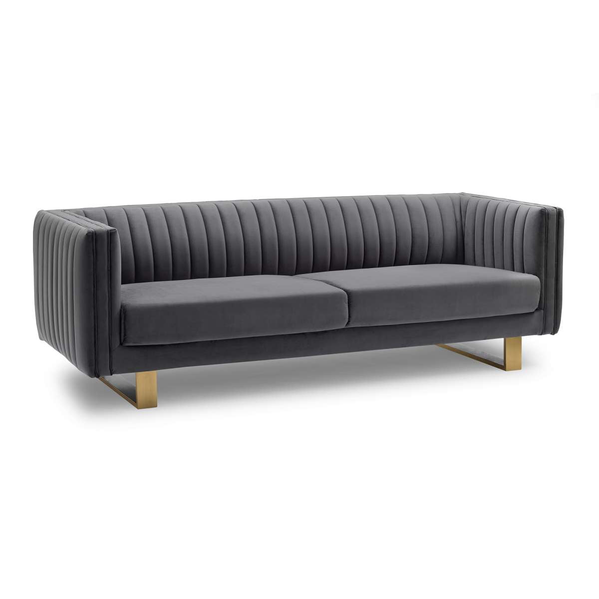Delilah Dark Gray Velvet Sofa with Matte Gold Legs By Armen Living | Sofas | Modishstore - 3