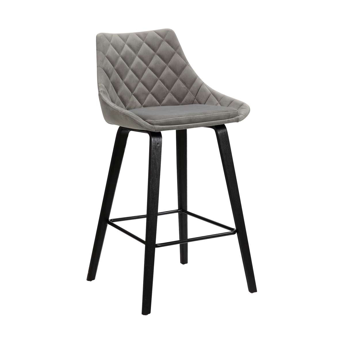 Dani 26" Gray Velvet Barstool in Black Brushed Wood Finish By Armen Living | Bar Stools | Modishstore