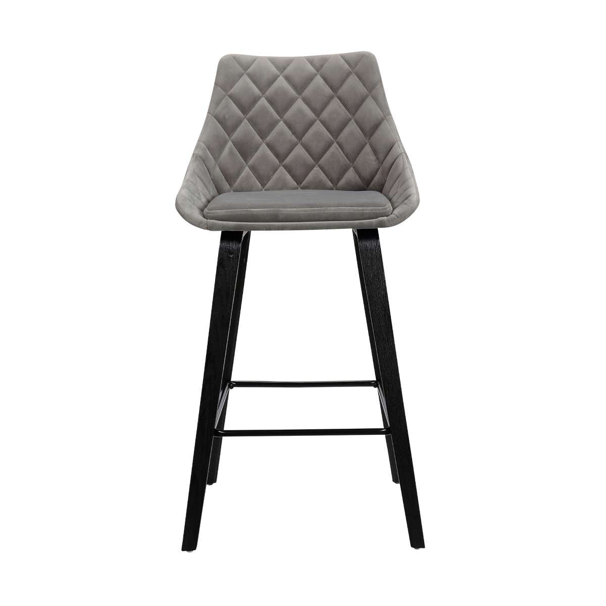 Dani 26" Gray Velvet Barstool in Black Brushed Wood Finish By Armen Living | Bar Stools | Modishstore - 2