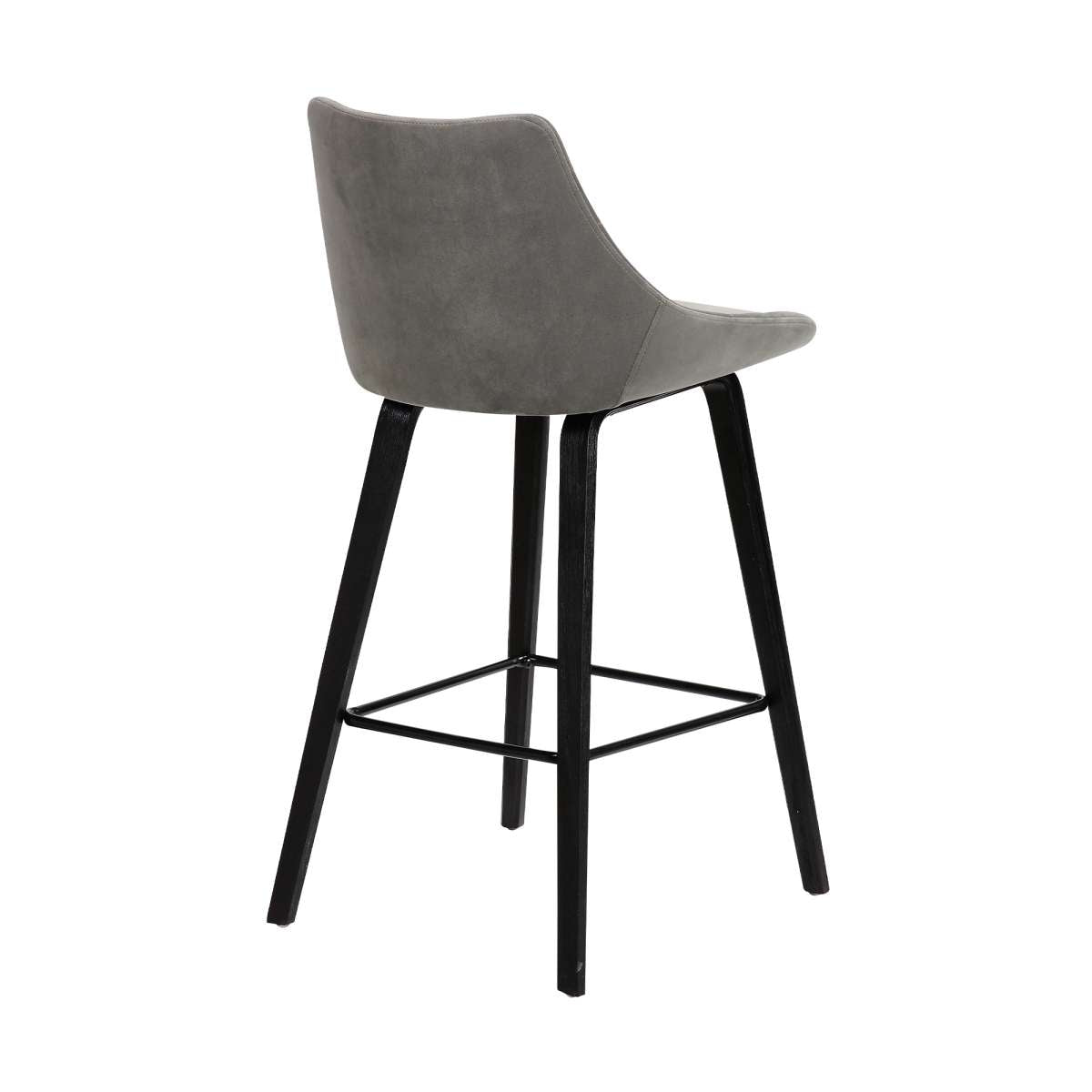 Dani 26" Gray Velvet Barstool in Black Brushed Wood Finish By Armen Living | Bar Stools | Modishstore - 3