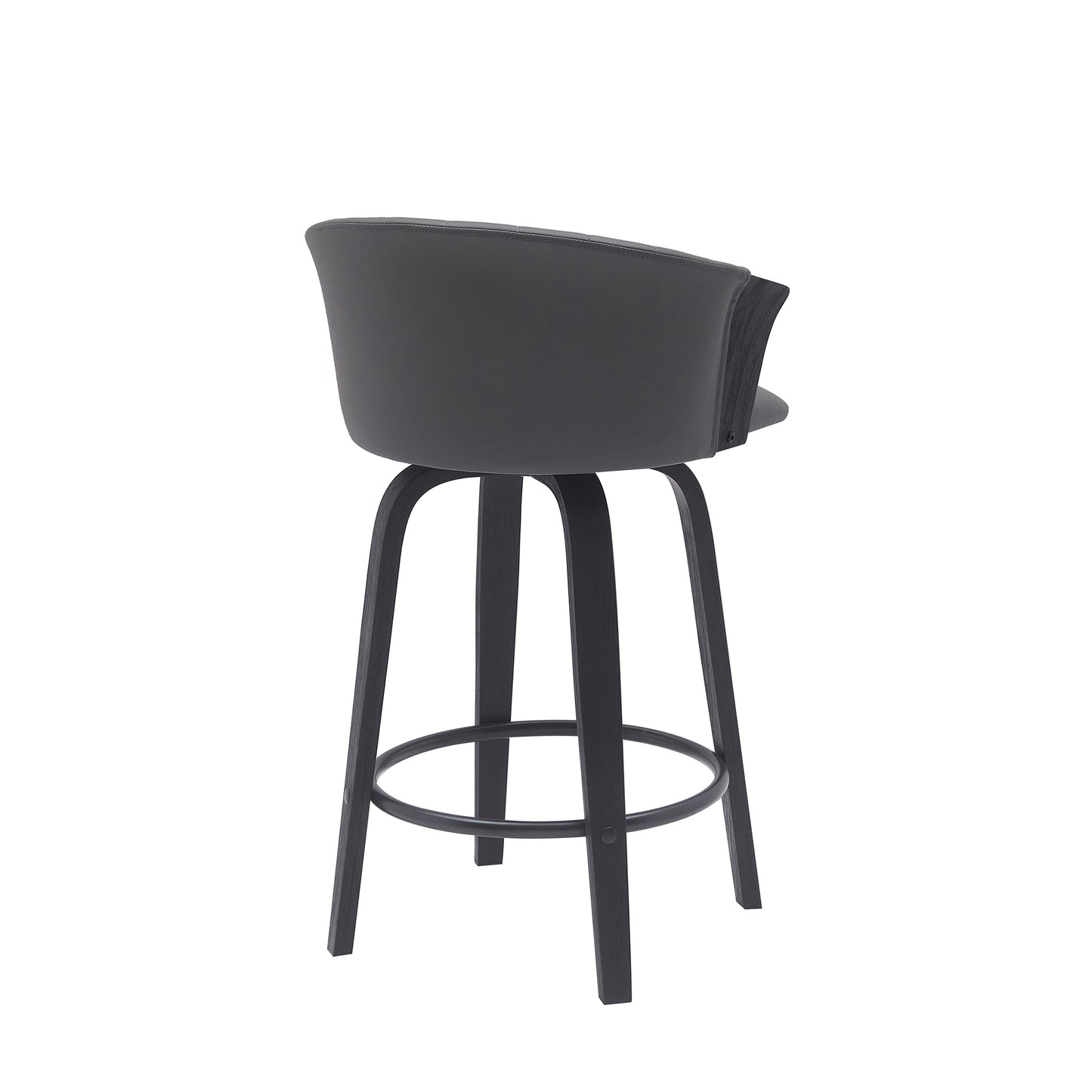 Diana 26" Swivel Black Wood Counter Stool in Gray Faux Leather By Armen Living | Bar Stools | Modishstore - 4