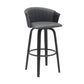 Diana 30" Swivel Black Wood Bar Stool in Gray Faux Leather By Armen Living | Bar Stools | Modishstore - 2