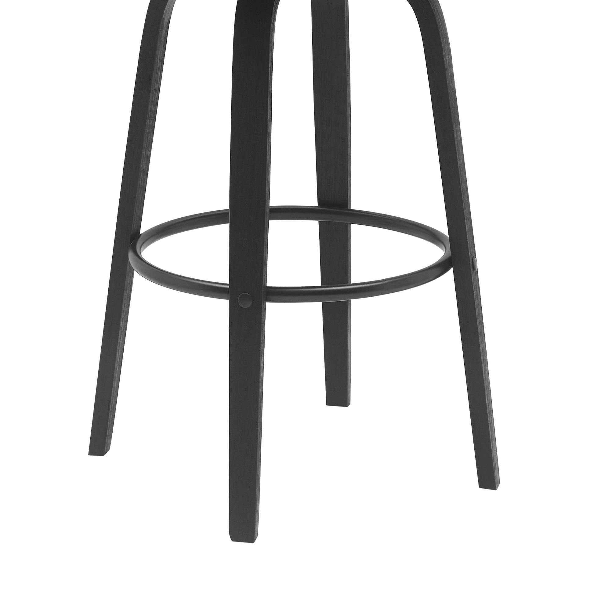 Diana 30" Swivel Black Wood Bar Stool in Gray Faux Leather By Armen Living | Bar Stools | Modishstore - 6