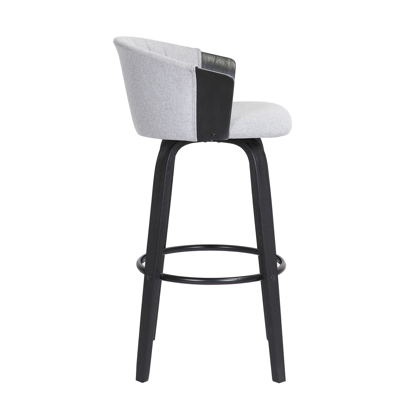 Diana 26" Swivel Black Wood Counter Stool in Light Grey Fabric By Armen Living | Counter Stools | Modishstore - 4