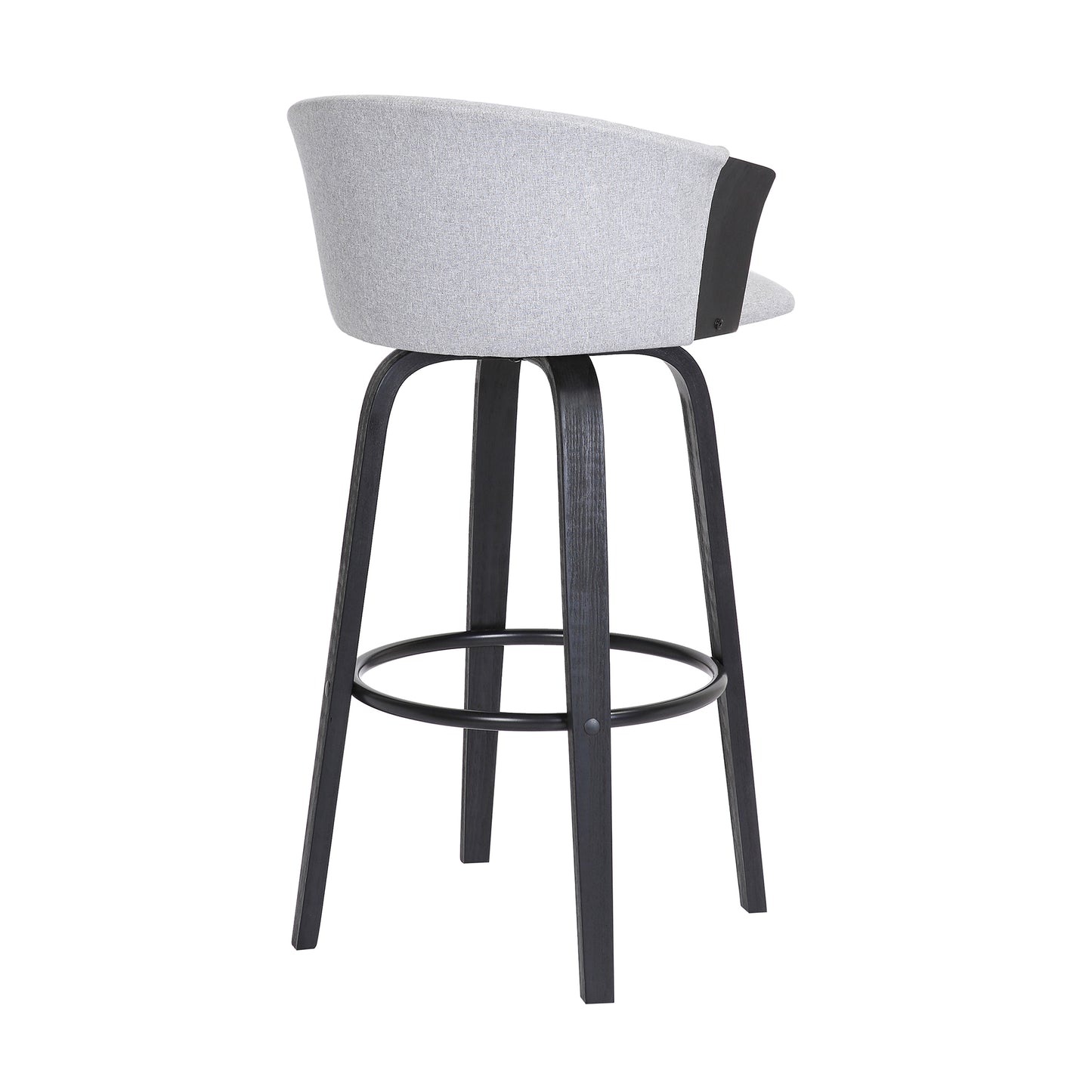 Diana 26" Swivel Black Wood Counter Stool in Light Grey Fabric By Armen Living | Counter Stools | Modishstore - 5