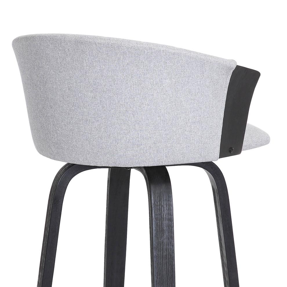 Diana 26" Swivel Black Wood Counter Stool in Light Grey Fabric By Armen Living | Counter Stools | Modishstore - 10