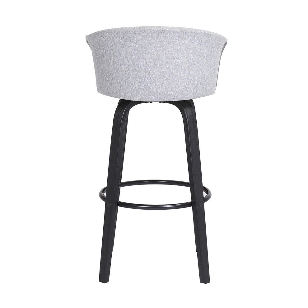 Diana 30" Swivel Black Wood Bar Stool in Light Grey Fabric By Armen Living | Bar Stools | Modishstore - 6