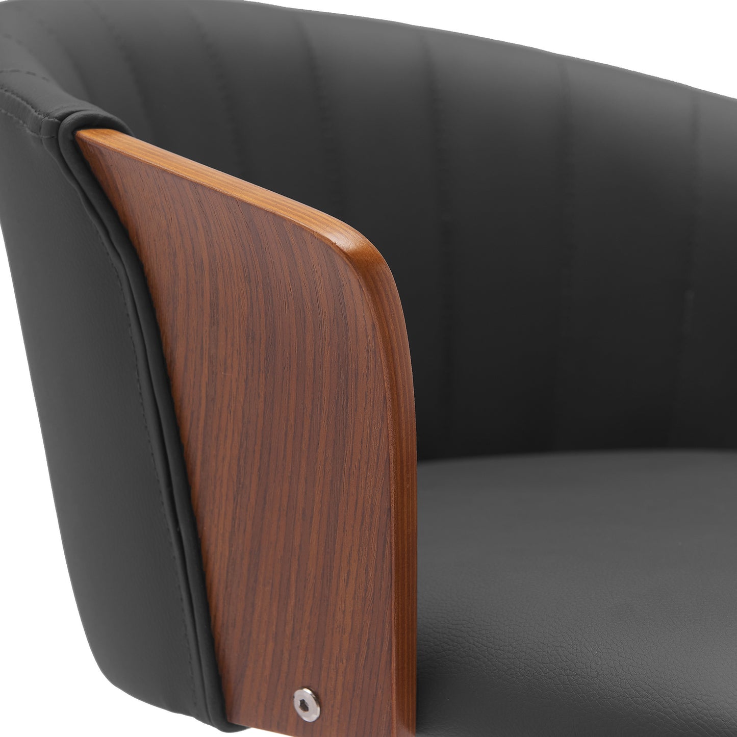 Diana 26" Swivel Walnut Wood Counter Stool in Black Faux Leather By Armen Living | Bar Stools | Modishstore - 6