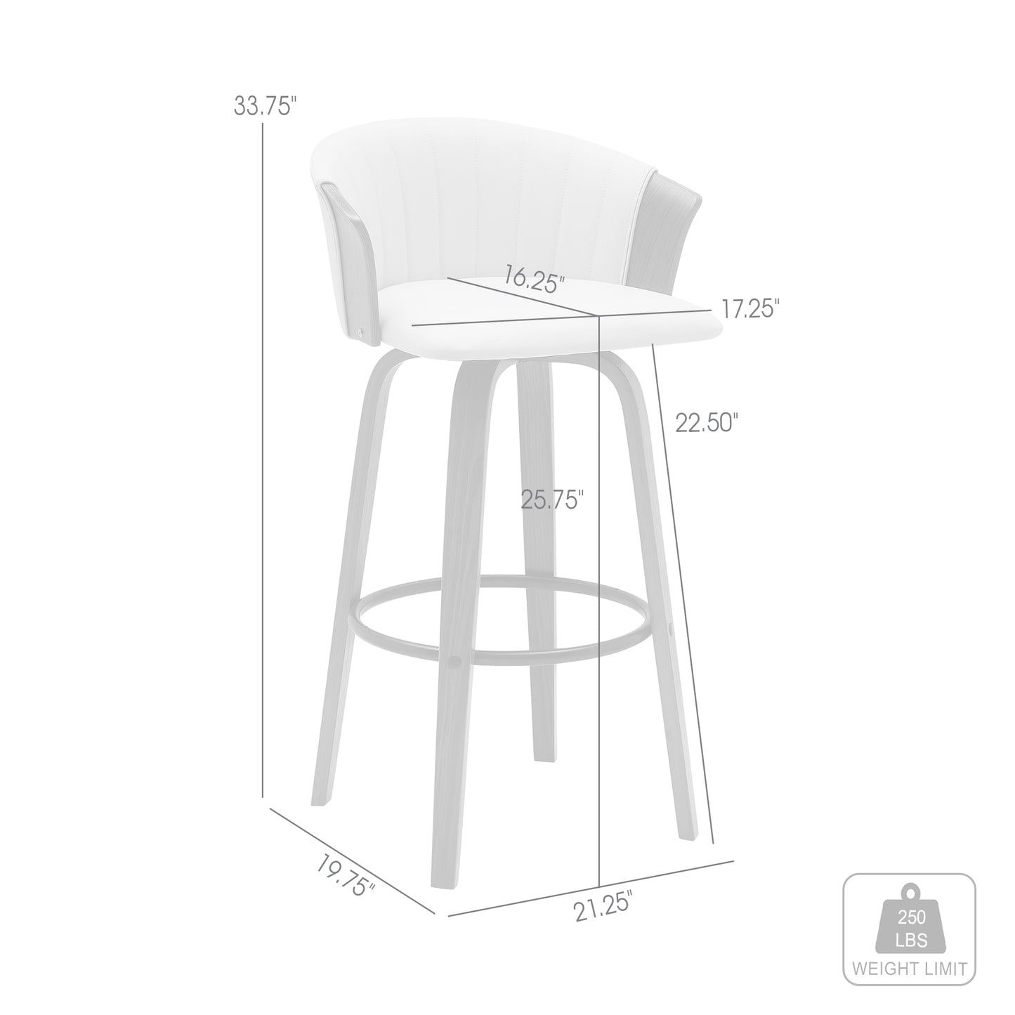 Diana 26" Swivel Walnut Wood Counter Stool in Cream Faux Leather By Armen Living | Bar Stools | Modishstore - 7