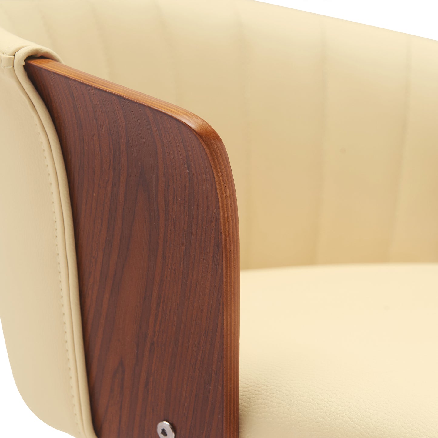 Diana 30" Swivel Walnut Wood Bar Stool in Cream Faux Leather By Armen Living | Bar Stools | Modishstore - 6