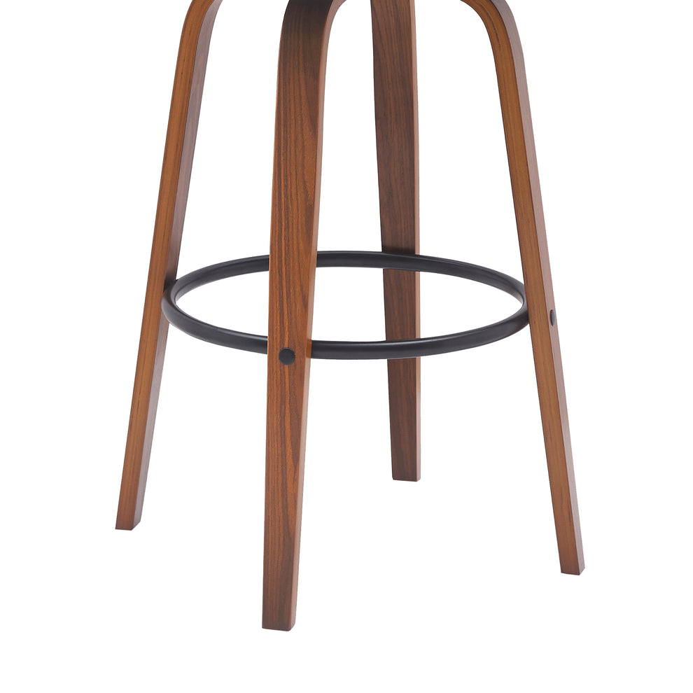 Diana 30" Swivel Walnut Wood Bar Stool in Cream Faux Leather By Armen Living | Bar Stools | Modishstore - 8