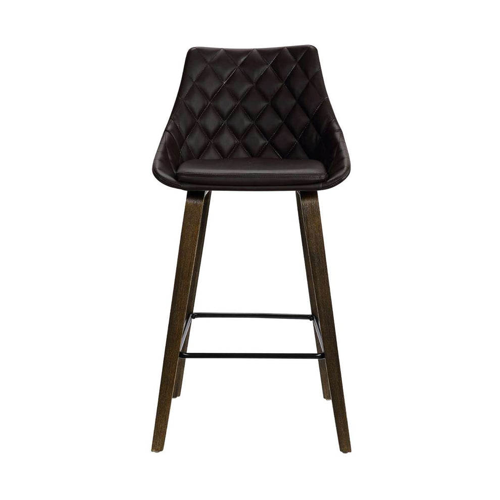 Dani 26" Brown Faux Leather Barstool in Walnut Glazed Finish By Armen Living | Bar Stools | Modishstore - 2