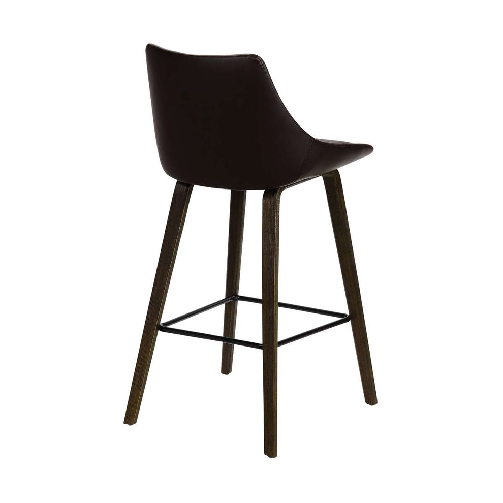 Dani 26" Brown Faux Leather Barstool in Walnut Glazed Finish By Armen Living | Bar Stools | Modishstore - 3